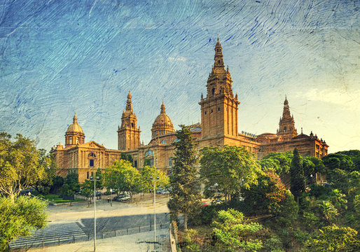 Placa De Espanya, the National Museum in Barcelona. Spain.