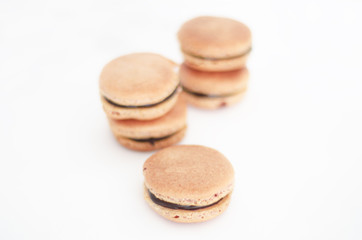 Macarons. Traditional french macarons, dessert.