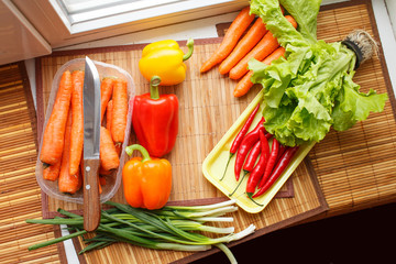 Table with different vegetables on it