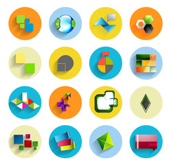 Infographic inside colorful circles. Flat icon set