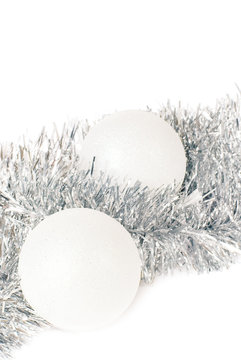 christmas balls and silver tinse