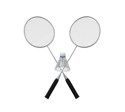 Badminton Rackets and a Shuttlecock