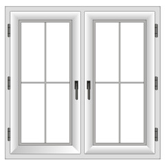plastic closed double window. Vector illustration.