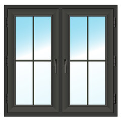 dark closed double window. Vector illustration.