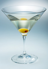 Martini with olive isolated. vermouth