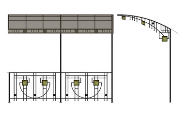 Wrought iron stairs railing and canopy