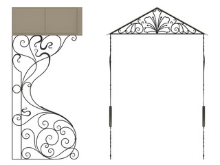 Wrought iron canopy isolated on white background