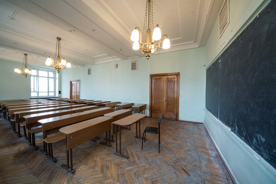 Classroom with chandeliers