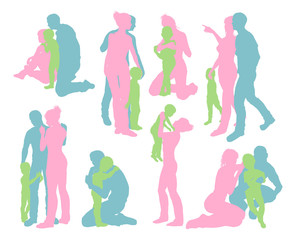 Happy family detailed silhouettes