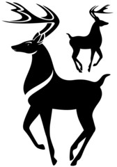 deer black and white vector illustration
