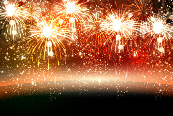 Happy New Year and christmas vector celebration fireworks backgr