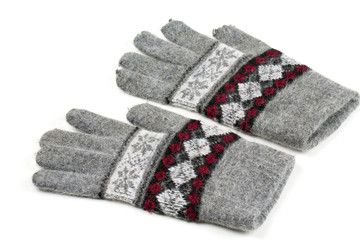 grey gloves isolated on white