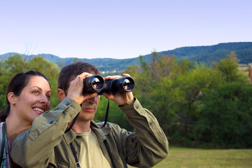 Birdwatching with binoculars