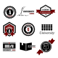 University Labels Set - Isolated On White Background