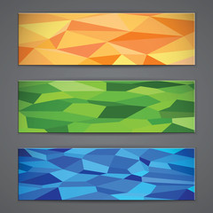 A set of modern vector banners with polygonal background.