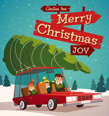 Christmas family holidays. Merry Christmas illustration.