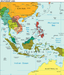 World Earth Southeast Asia Continent Country Map