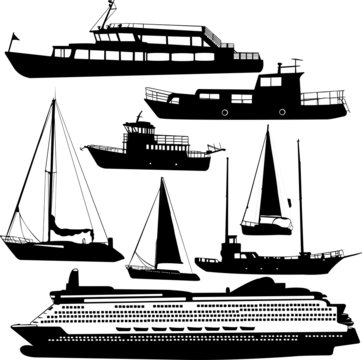 ships transportation collection vector cruiser, motor-yacht