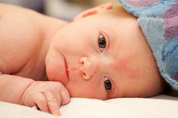 newborn baby close-up portrait.