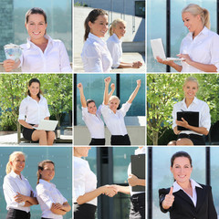 Collage of business women posing - outdoor photos