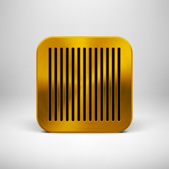 Technology App Icon with Gold Metal Texture