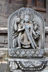Stone relief, sculpture of Shiva. Kathmandu, Nepal