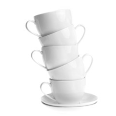 coffee cups with saucers