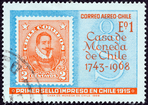 First Chilean stamp of 1915 printed by the mint (Chile 1968)
