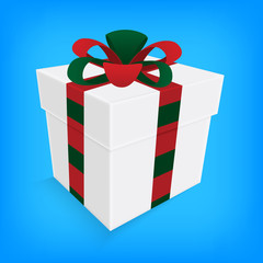christmas ribbon and white gift box isolated