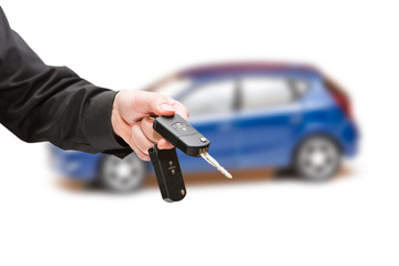 Keys to the car. White background.