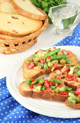 Sandwiches with vegetables and greens