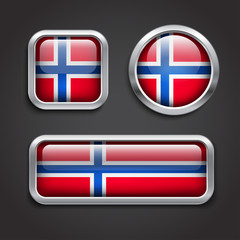 Norway  flag glass buttons