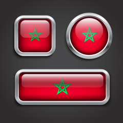 Morocco  flag glass buttons