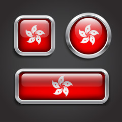 Hong Kong  flag glass buttons