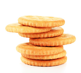 Delicious crackers isolated on white