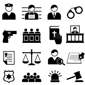 Legal, justice and court icons