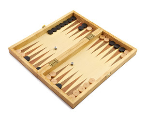 Backgammon on white background