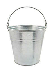 The empty zinced bucket isolated on white background