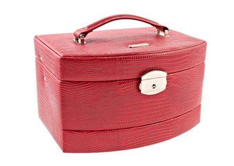 Leather box for cosmetic or jewelery isolated