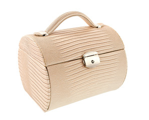 Leather box for cosmetic or jewelery isolated