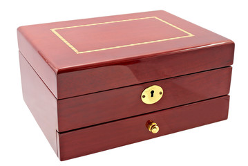 Wooden brown casket isolated