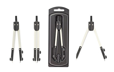 Set of compasses isolated on white background