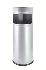 Steel trash can isolated on white background