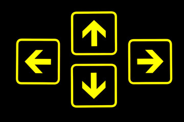 Arrow signs over black background