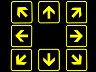 Arrow signs over black