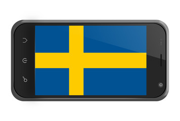 Sweden flag on smartphone screen isolated
