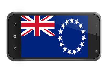 The Cook Islands flag on smartphone screen isolated