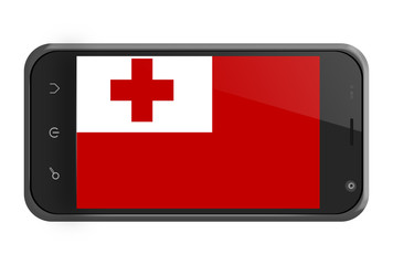Tonga flag on smartphone screen isolated