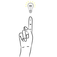 Sketch of a hand witha forefinger and a bulb