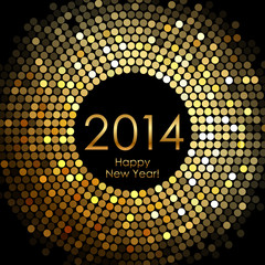 Vector - Happy New Year 2014 - gold disco lights frame